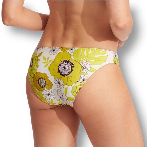 Seafolly US 6 Summer of Love Hipster Bikini Bottom Yellow Floral Swim Wild Lime - Picture 4 of 10